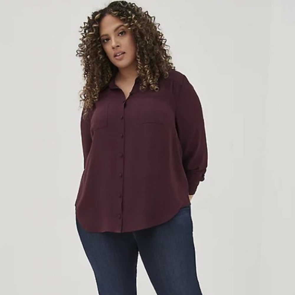 Torrid Burgundy Chiffon Blouse